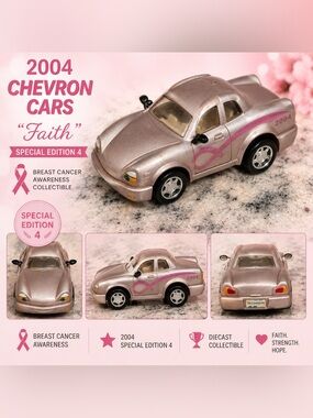 Vintage Chevron Cars 'Faith' Special Edition 4 Pink Collectible Toy Car